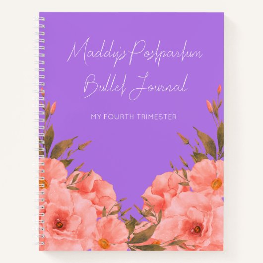 Custom Purple Floral Bullet Journal New Moms Notizblock (Vorderseite)