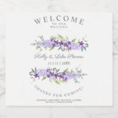 Custom Purple Flower Wedding Garland Schaumweinetikett (Einzelnes Label)
