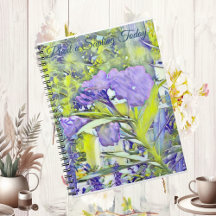 Custom Purple Flowers Wasserfarben-Foto-Notebook
