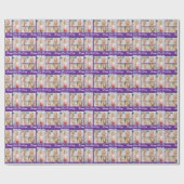 Custom Purple Happy Birthday Photo Collage Geschenkpapier (Flach)
