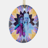 Custom Purple Yellow Christmas Star Photo Gift Keramik Ornament (Rechts)