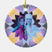 Custom Purple Yellow Christmas Star Photo Gift Keramik Ornament (Hinten)