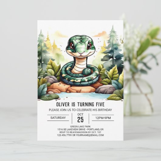 Custom Python Children Birthday Einladung (Stehend Vorderseite)