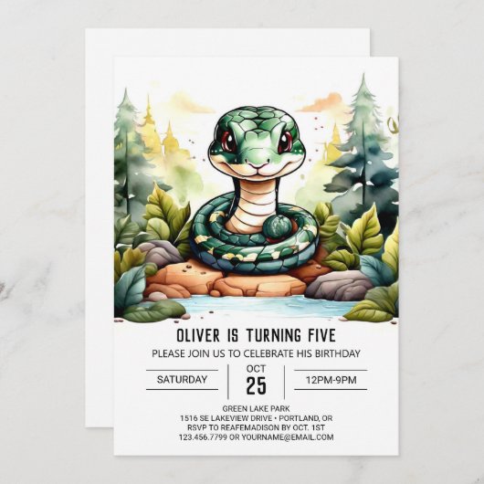 Custom Python Children Birthday Einladung (Vorne/Hinten)