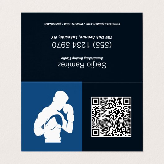 Custom QR Boxing Gym Visitenkarten (Außenseite Aufgefaltet)