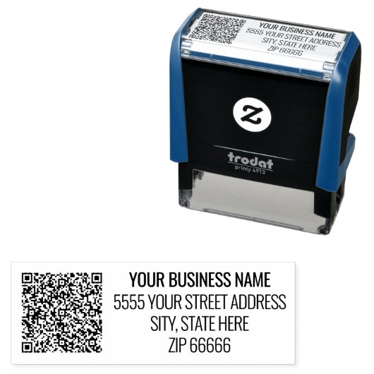 Custom QR Code Address Name Stamp Modern Business Permastempel (Beispiel)