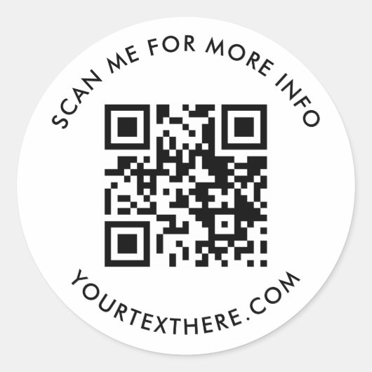 custom QR Code and Text Runder Aufkleber (Vorderseite)