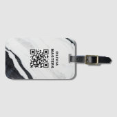 Custom QR Code Black Marble Travel Gepäckanhänger (Vorderseite (Horizontal))
