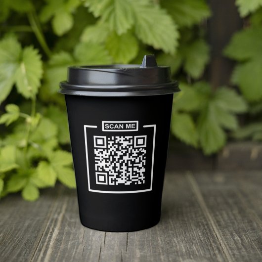 Custom QR Code Black & White Espresso Coffee Shop Pappbecher