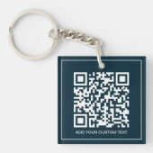 Custom QR Code Branding Business Navy Blue Schlüsselanhänger (Vorderseite)