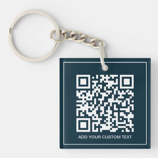 Custom QR Code Branding Business Navy Blue Schlüsselanhänger (Vorderseite)