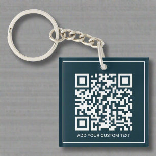 Custom QR Code Branding Business Navy Blue Schlüsselanhänger