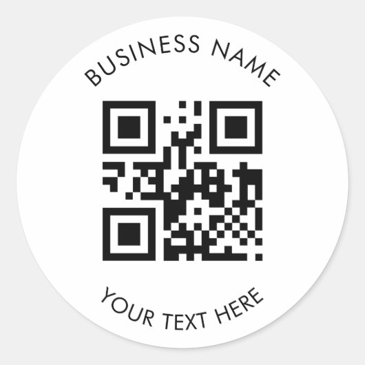 Custom QR Code Business and Text Promotion White Runder Aufkleber (Vorderseite)