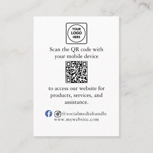 Custom QR Code Business Branding Card Menu  Visitenkarte (Vorderseite)