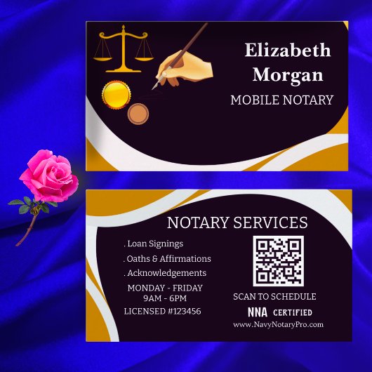Custom QR Code Business Card for Mobile Notary Visitenkarte