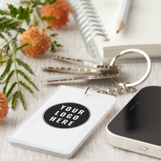 Custom QR Code Business Logo Modern Schlüsselanhänger (Vorderseite rechts)