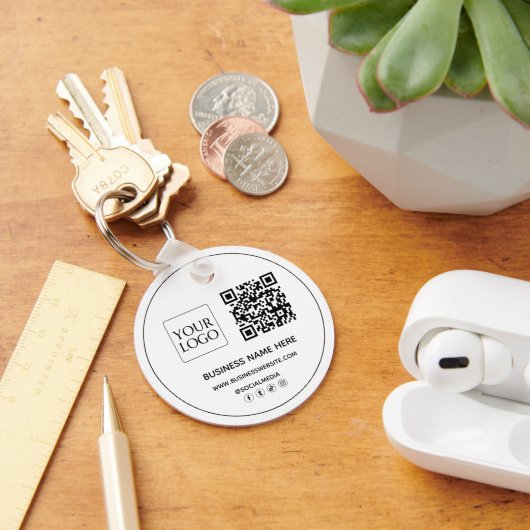 Custom QR Code Business Logo Website Social Media Schlüsselanhänger (Schreibtisch)