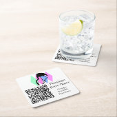 Custom QR Code Café Restaurant Bar Retro Flamingo Rechteckiger Pappuntersetzer (Vor Ort)