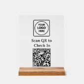 Custom QR Code Check-In Logo Black Display Sign Acrylschild (Vorderseite)