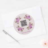 Custom QR Code Floral Frame Wedding Gift Registry Runder Aufkleber (Umschlag)