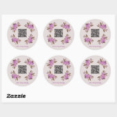 Custom QR Code Floral Frame Wedding Gift Registry Runder Aufkleber (Blatt)