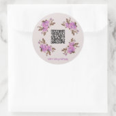 Custom QR Code Floral Frame Wedding Gift Registry Runder Aufkleber (Tasche)