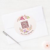 Custom QR Code Floral Frame Wedding Gift Registry Runder Aufkleber (Umschlag)