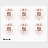 Custom QR Code Floral Frame Wedding Gift Registry Runder Aufkleber (Blatt)