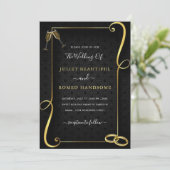Custom QR Code Gold Black Wedding Einladungskarte (Stehend Vorderseite)