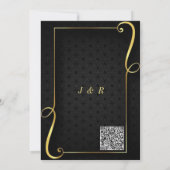 Custom QR Code Gold Black Wedding Einladungskarte (Rückseite)