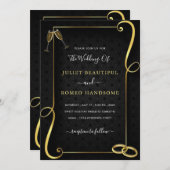 Custom QR Code Gold Black Wedding Einladungskarte (Vorne/Hinten)