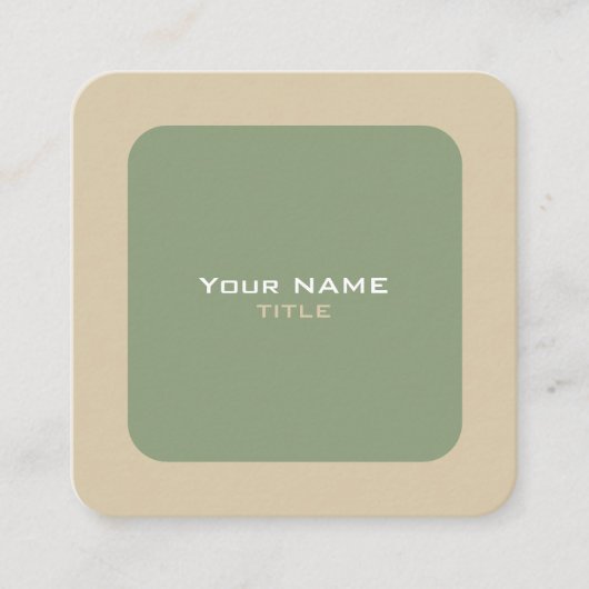 Custom QR Code Green und Beige Quadratische Visitenkarte (Vorderseite)