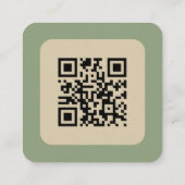 Custom QR Code Green und Beige Quadratische Visitenkarte (Rückseite)