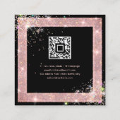 Custom QR Code Holographic Glitzer Fashion Black Quadratische Visitenkarte (Rückseite)