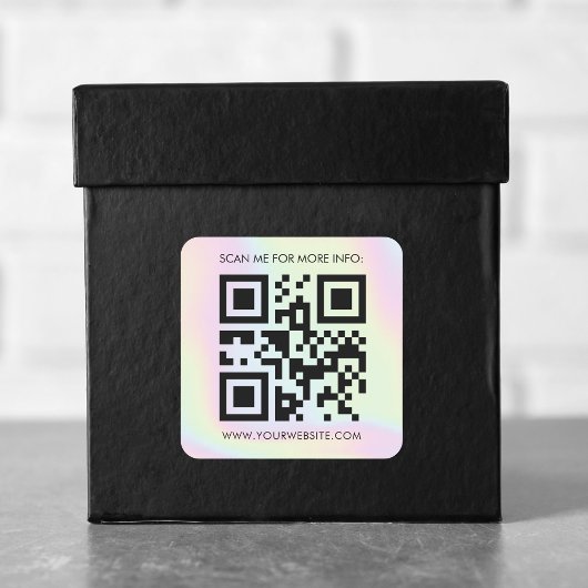Custom QR Code & Holographic Pastel Business Promo Quadratischer Aufkleber