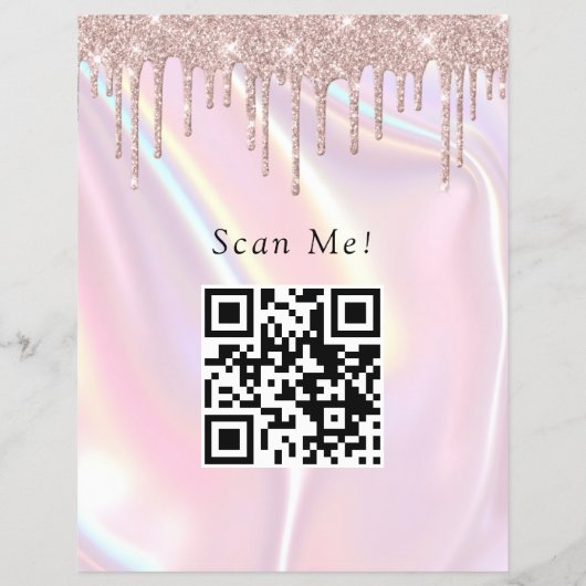 Custom QR Code Logo Elegant Pearlescent Pink Flyer (Hinten)