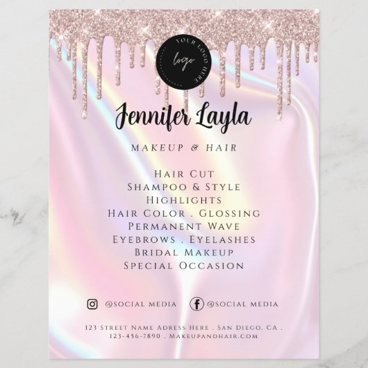 Custom QR Code Logo Elegant Pearlescent Pink Flyer (Vorne)