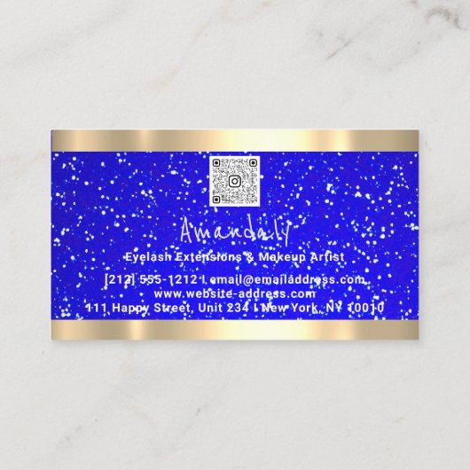 Custom QR CODE Logo Gold Blue Visitenkarte (Rückseite)