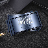 Custom QR CODE Logo Restaurant Kochen Koch Blau Visitenkarte