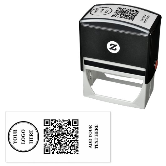 Custom QR Code & Logo Self-Inking Stamp Permastempel (Beispiel)