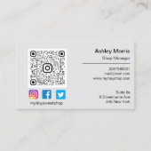 Custom QR Code Logo Social Online Shop Grau Visitenkarte (Vorderseite)