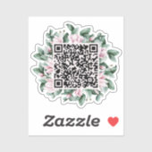 Custom QR Code Magnolia Blume Frame Wedding Aufkleber (Blatt)