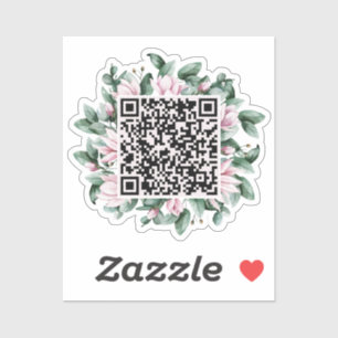 Custom QR Code Magnolia Blume Frame Wedding Aufkleber