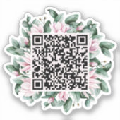 Custom QR Code Magnolia Blume Frame Wedding Aufkleber (Vorderseite)