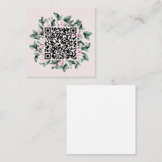 Custom QR Code Magnolia Blume Frame Wedding Begleitkarte (Vorne/Hinten)