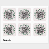 Custom QR Code Magnolia Blume Frame Wedding Quadratischer Aufkleber (Blatt)