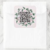 Custom QR Code Magnolia Blume Frame Wedding Quadratischer Aufkleber (Tasche)