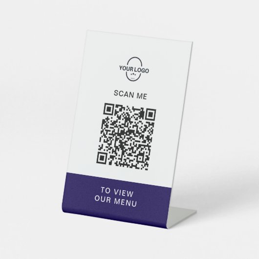Custom QR Code Menu Stand | Contactless Restaurant Sockelschild (Vorderseite)