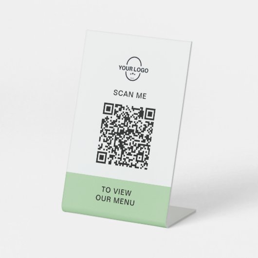Custom QR Code Menu Stand | Contactless Restaurant Sockelschild (Vorderseite)