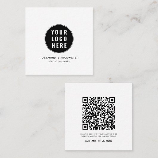 Custom QR Code Modern Logo Minimalist Telefonnummerkarte (Vorne/Hinten)